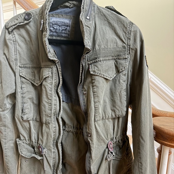 Studded Utility Jacket with Embroidery  (Olive Green Color) - Picture 1 of 3
